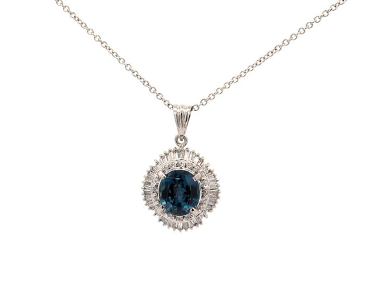 2.79ct Sapphire and 0.60ctw Diamond Frame Pendant Necklace in Platinum