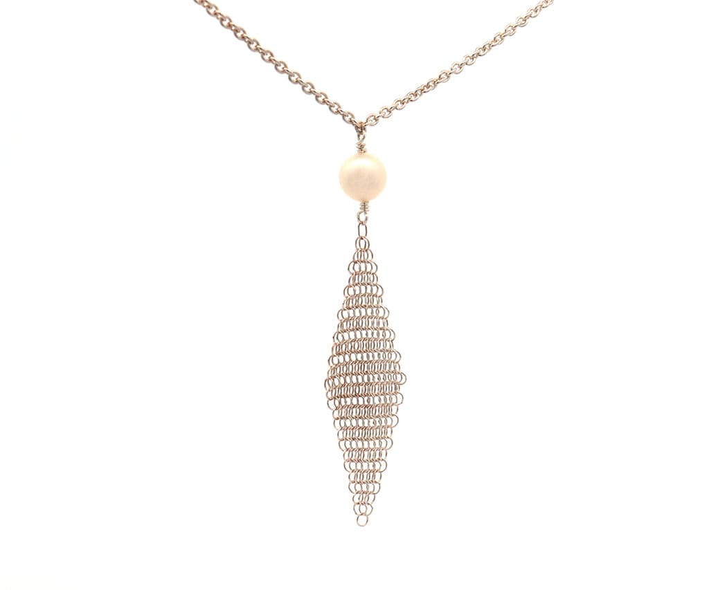 Tiffany & Co. Elsa Peretti Pearl and Mesh Necklace in Sterling