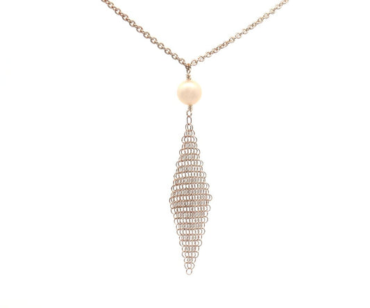 Tiffany & Co. Elsa Peretti Pearl and Mesh Necklace in Sterling