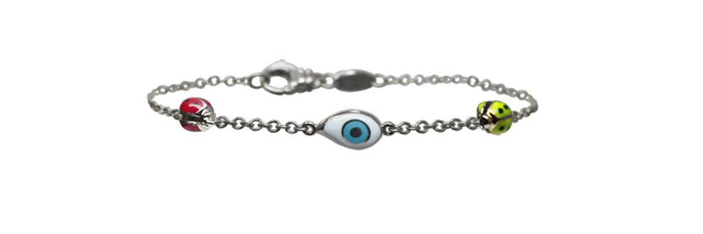 Aaron Basha 18K Yellow Gold Evil Eye and ladybug Bracelet