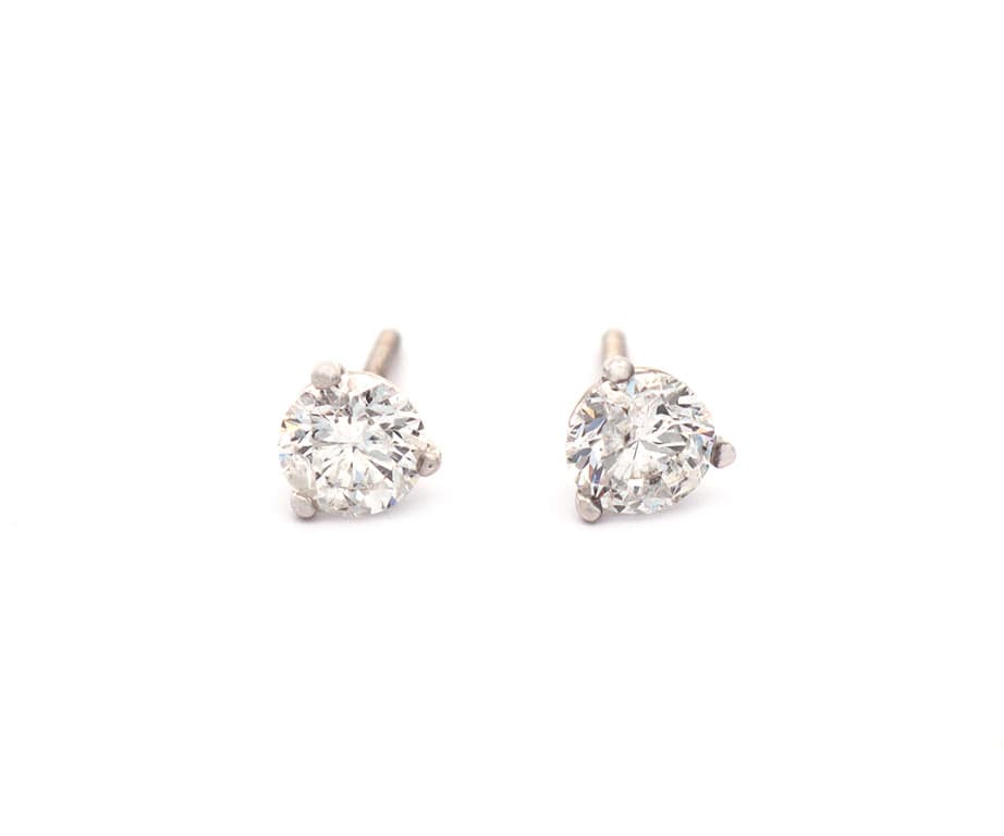 0.84ctw Round Diamond Solitaire Stud Earrings in 14K