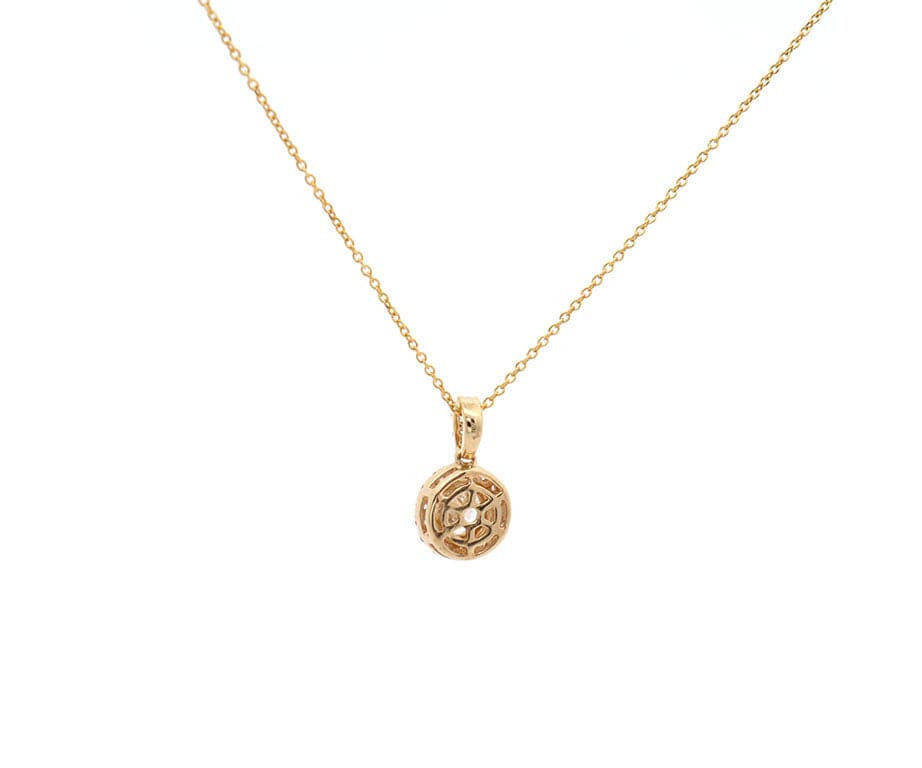 0.52ctw Round Diamond Halo Pendant Necklace in 14K