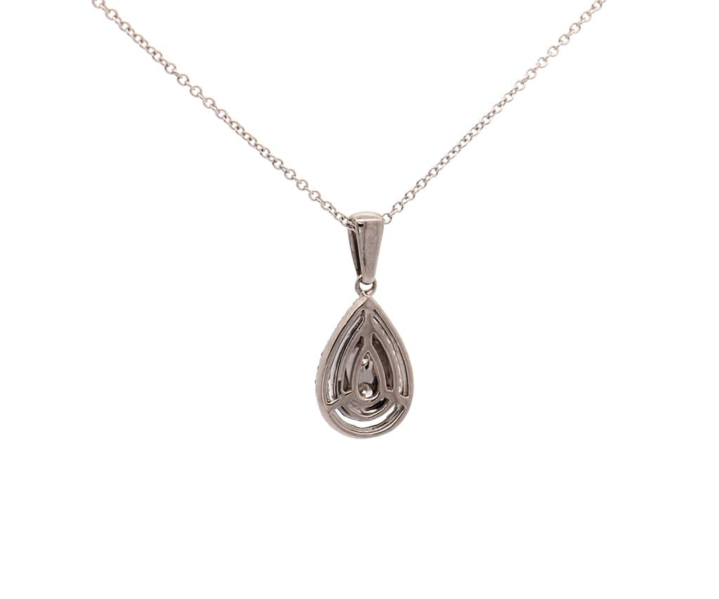 0.40ctw Diamond Cluster Pear Shaped Pendant Necklace in 14K