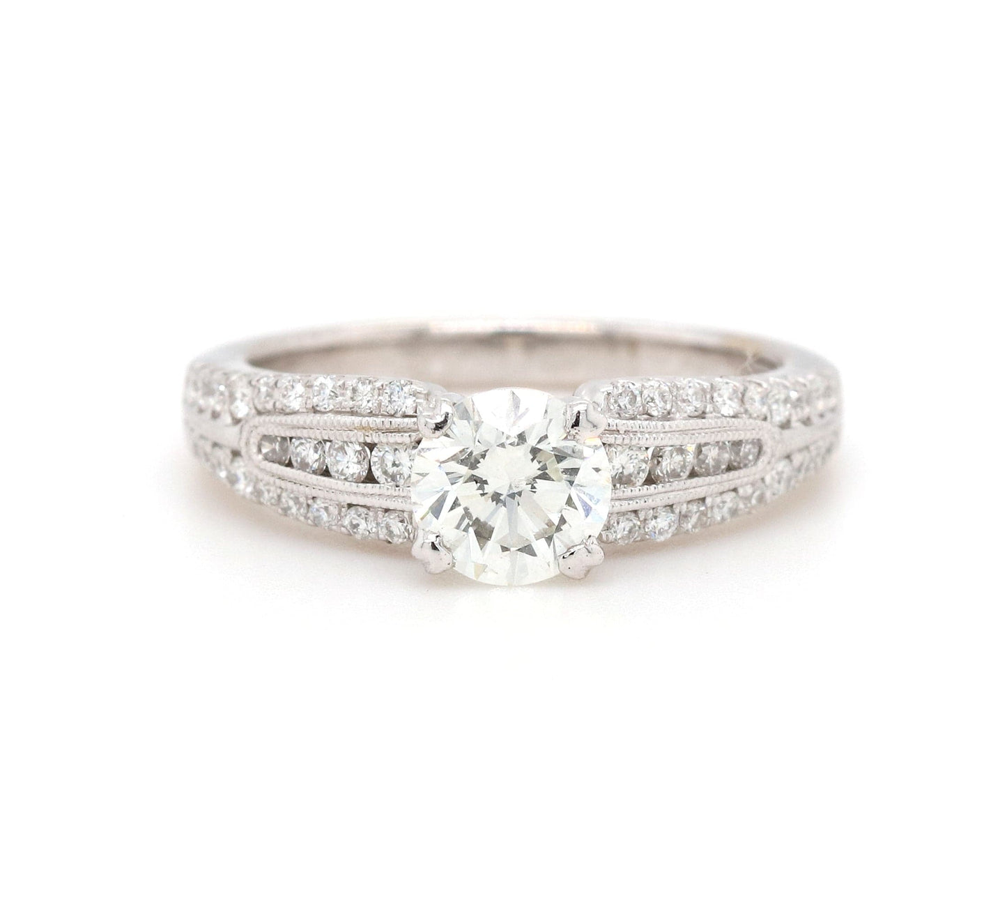 1.14ctw Round Diamond Vintage Inspired Engagement Ring in 18K