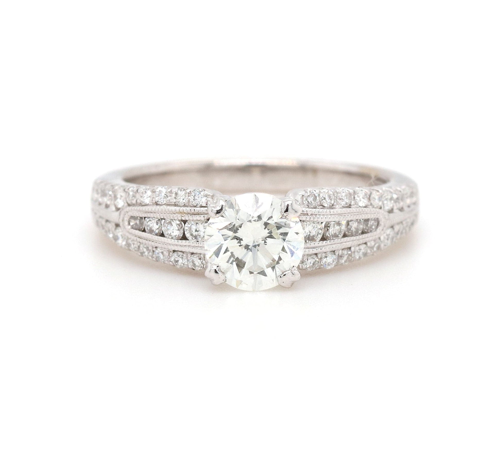 1.14ctw Round Diamond Vintage Inspired Engagement Ring in 18K