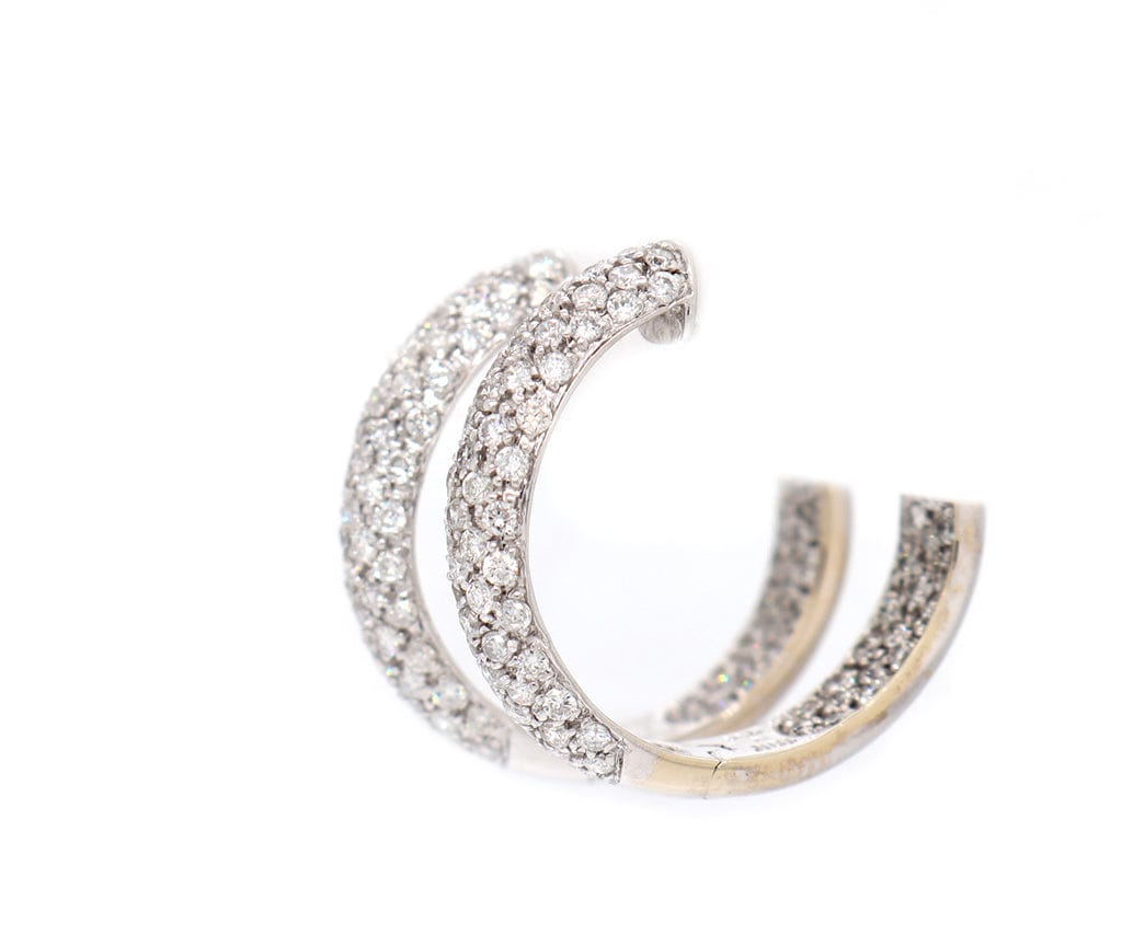 2.00ctw Pave Diamond Inside Out Hoop Earrings in 18K