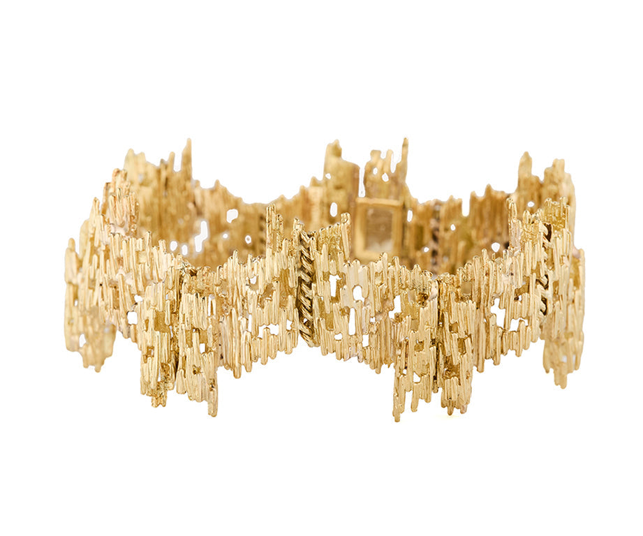 Toliro Brutalist Bark Textured Bracelet in 18K