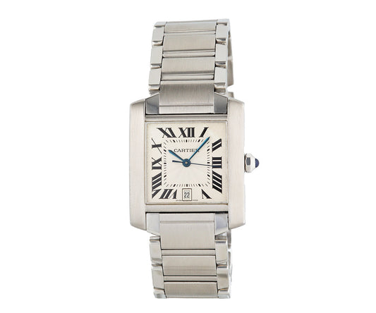 2000 Cartier Tank Francaise 2302 28MM Silver Dial Ladies Watch