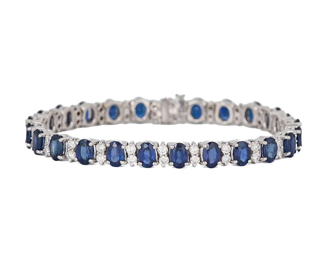 16.0ctw Oval Sapphire and 1.50ctw Diamond Alternating Tennis Bracelet in