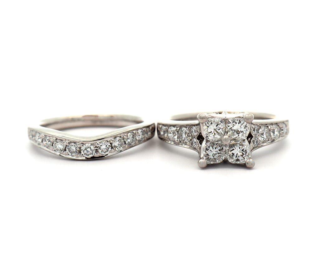 1.14ctw Nelson Calla and Round Diamond Straight Bridal Set in Platinum