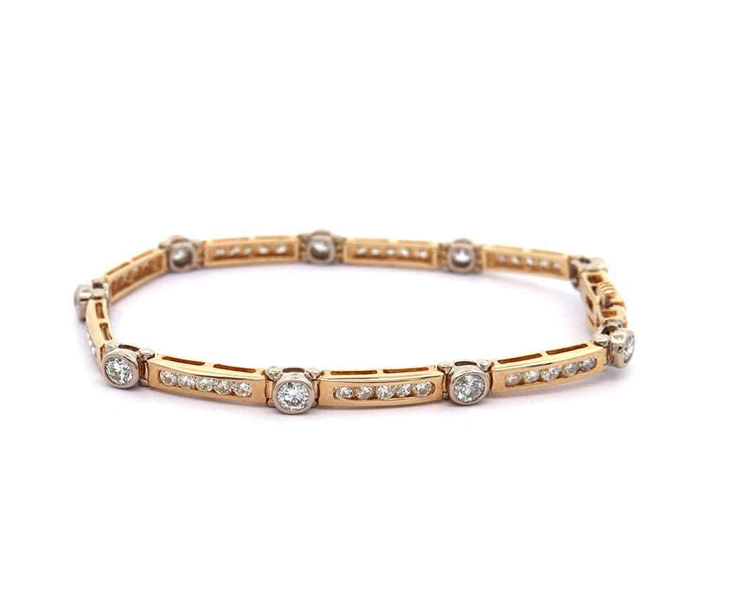 4.75ctw Diamond Bezel and Channel Set Station Bracelet in 14K