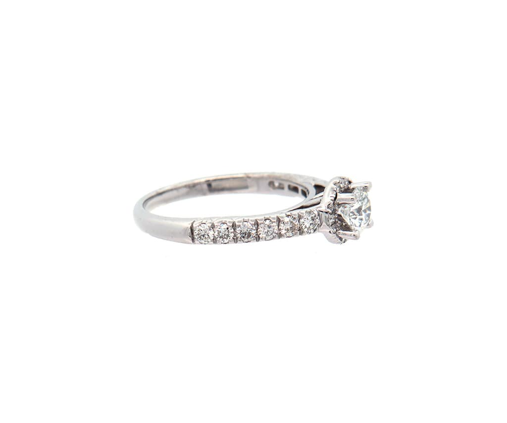 Tolkowsky 1.00ctw Round Diamond Halo Engagement Ring in 14K