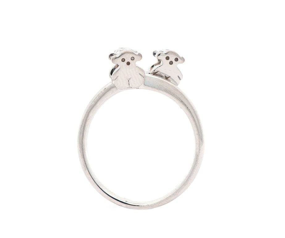 Tous 0.18ctw Diamond Two Stone Bear Design Bypass Ring in 18K