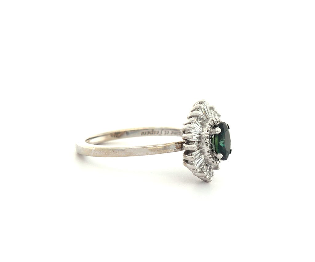 0.73ct Oval Green Tourmaline and 0.33ctw Diamond Frame Ring in 14K