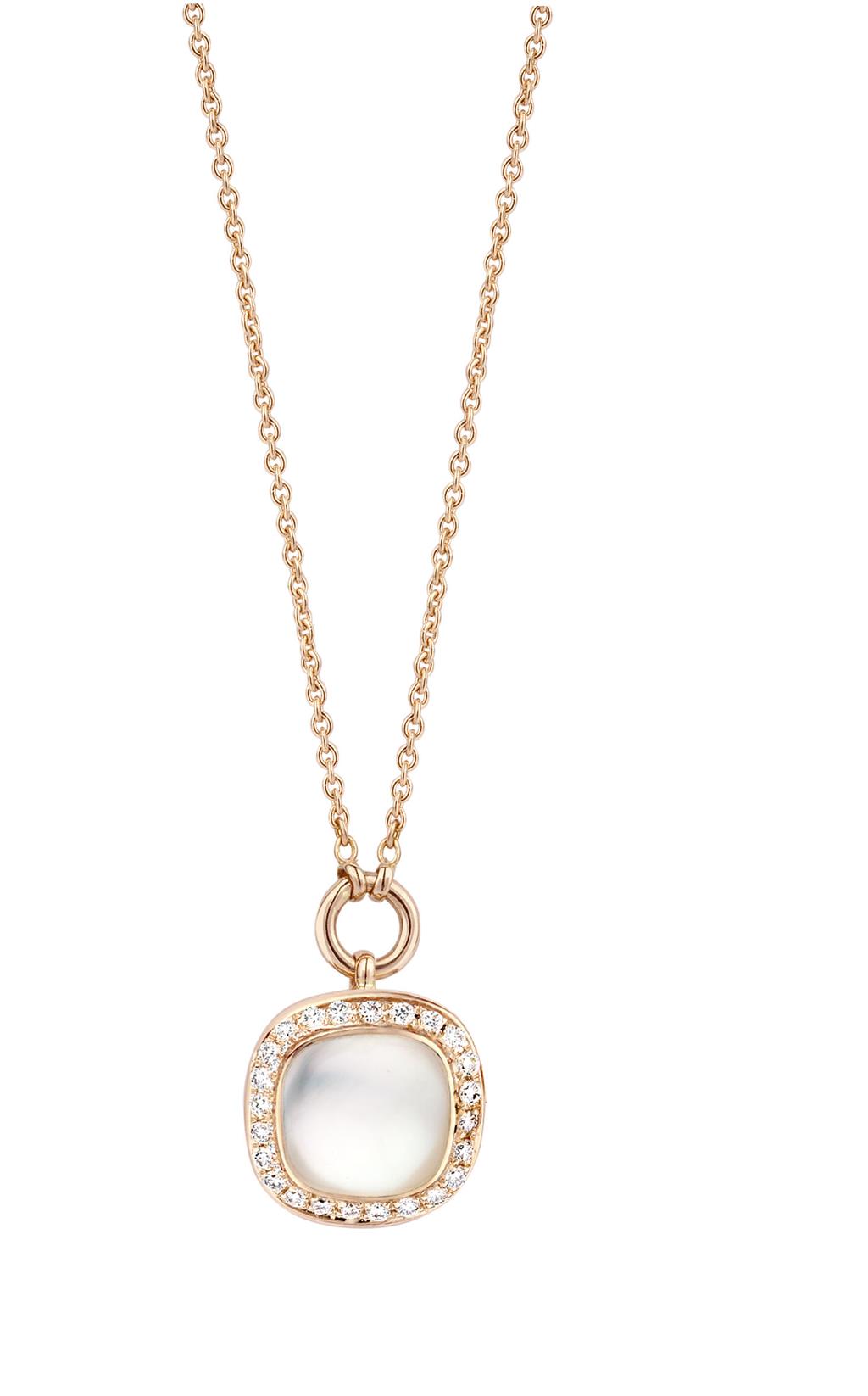 Tirisi 18K Yellow Gold White Quartz and Diamond Necklace