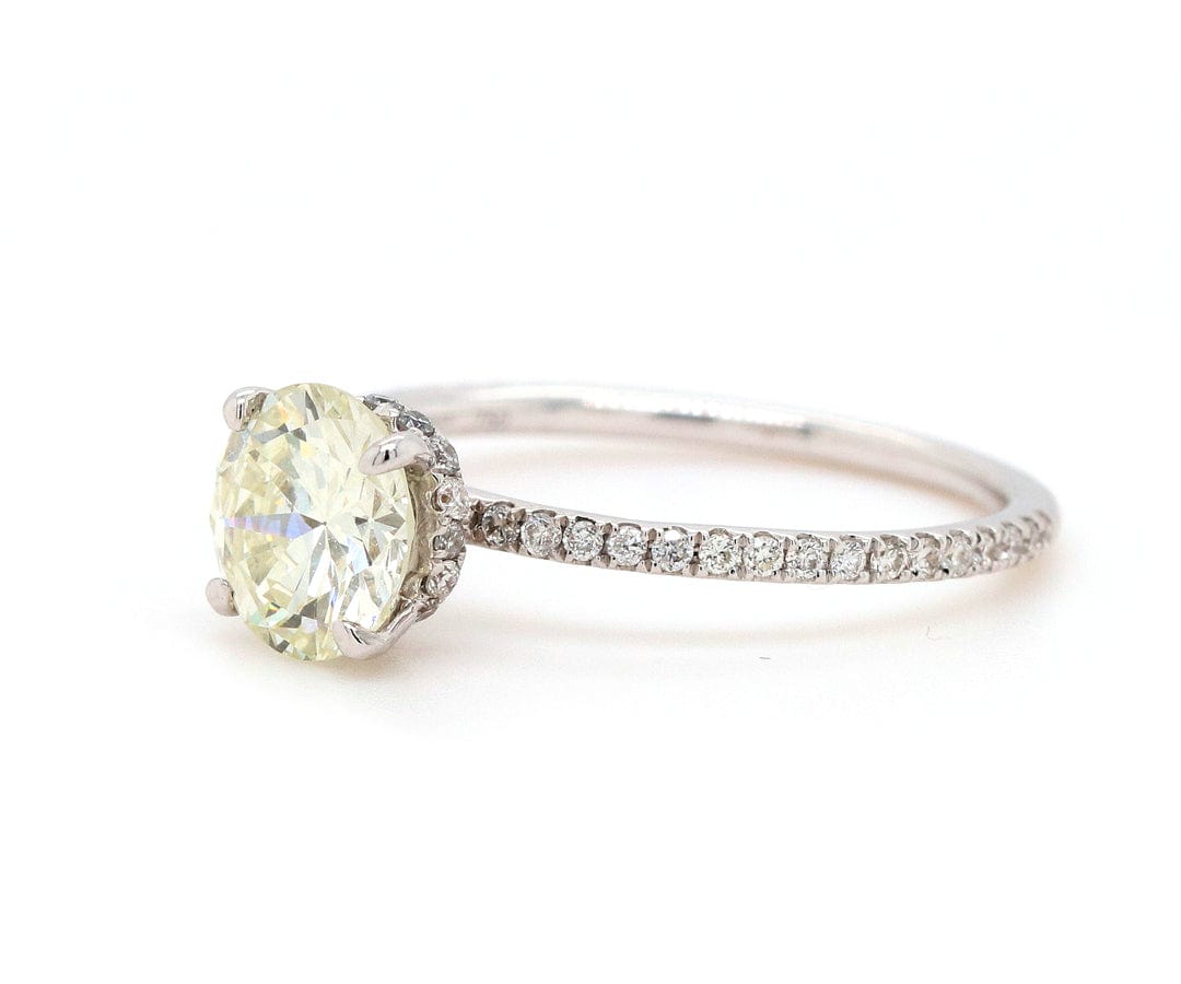 1.45ctw Round Diamond Under Halo Straight Engagement Ring in 18K