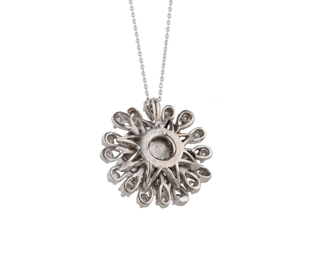 1.50ctw Diamond Floral Cluster Pendant Necklace in 14K