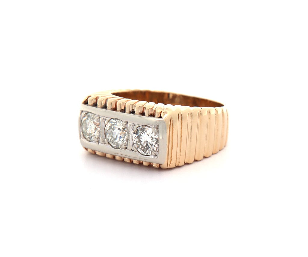 1.15ctw Round Diamond Three Stone Two Tone Ring in 14K