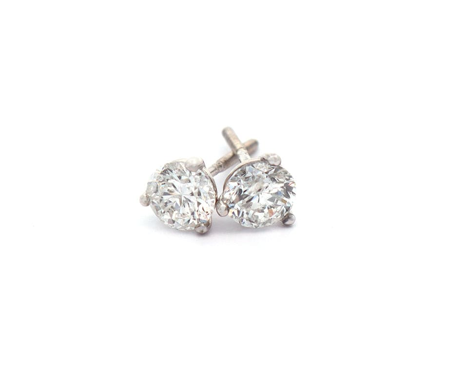 0.84ctw Round Diamond Solitaire Stud Earrings in 14K