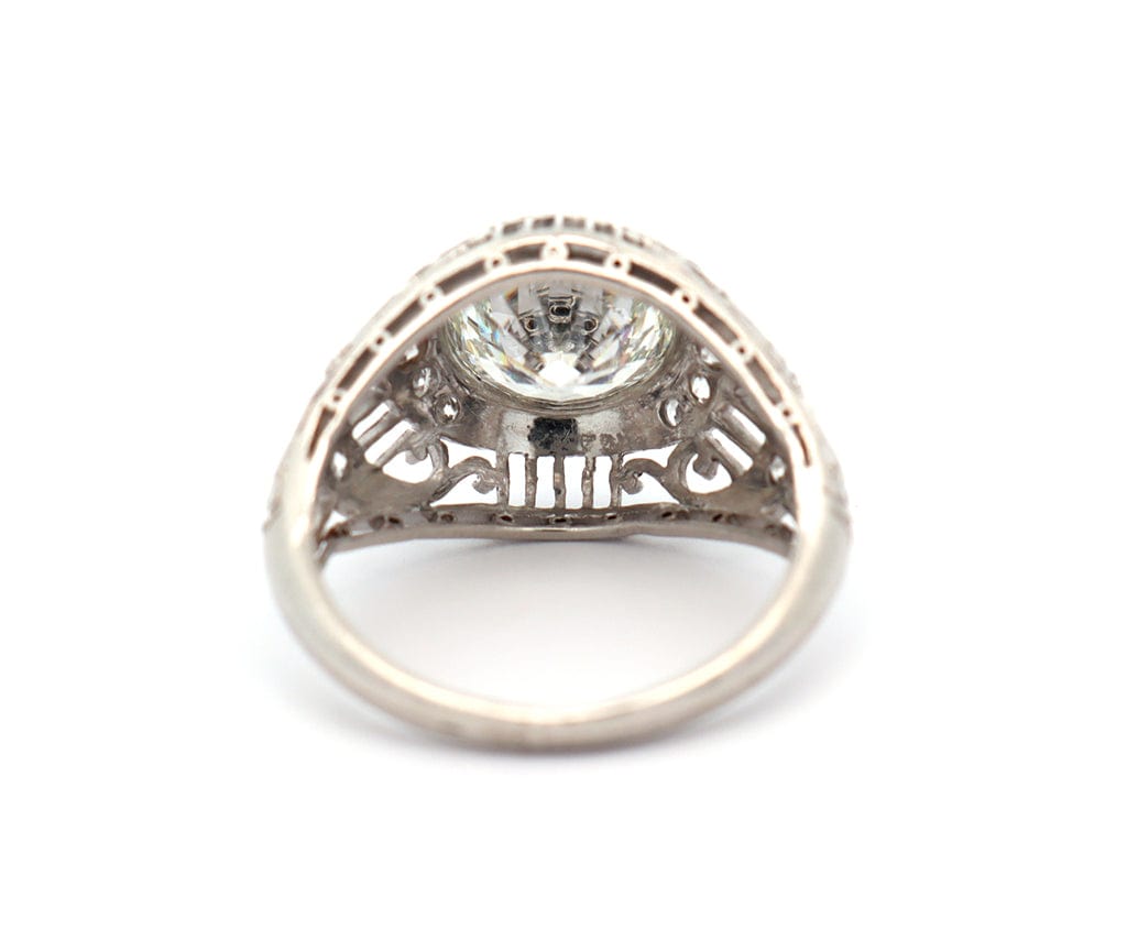 Vintage 3.00ctw Round Diamond Art Deco Filigree Dome Engagement Ring in Platinum