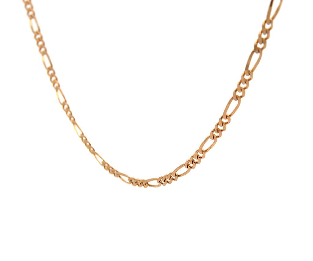 3.0MM Polished Figaro Link Chain Necklace in 14K