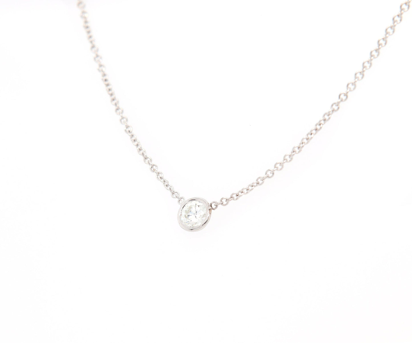 0.33ct Round Diamond Solitaire Bezel Set Necklace in 14K