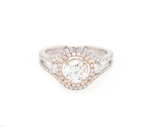 1.51ctw Round Diamond Double Frame Engagement Ring in 14K