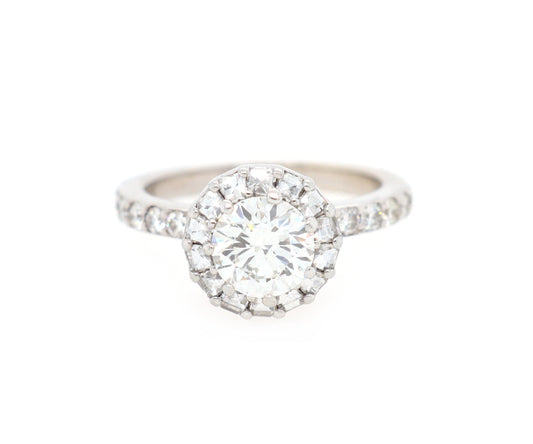 2.06ctw Round Diamond Halo Engagement Ring in 18K