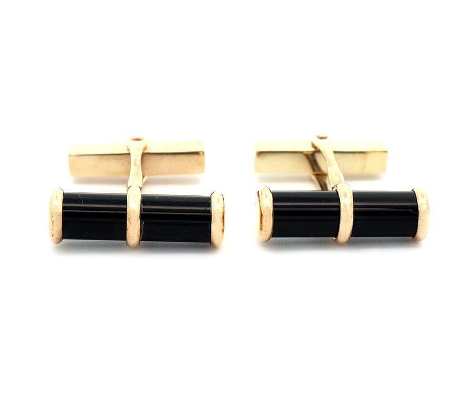 Vintage Tiffany & Co. Black Enamel Barrel Cufflinks in 14K