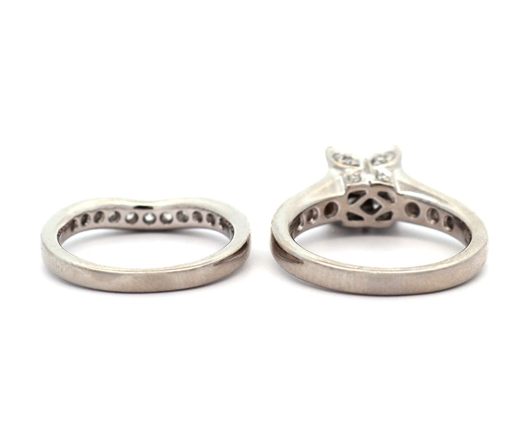 1.14ctw Nelson Calla and Round Diamond Straight Bridal Set in Platinum