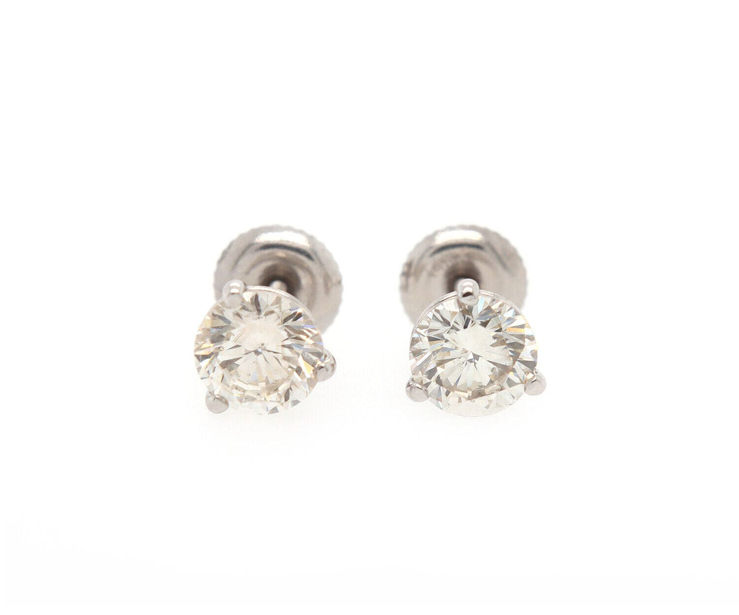 1.64ctw Round Diamond Solitaire Stud Earrings in 14K