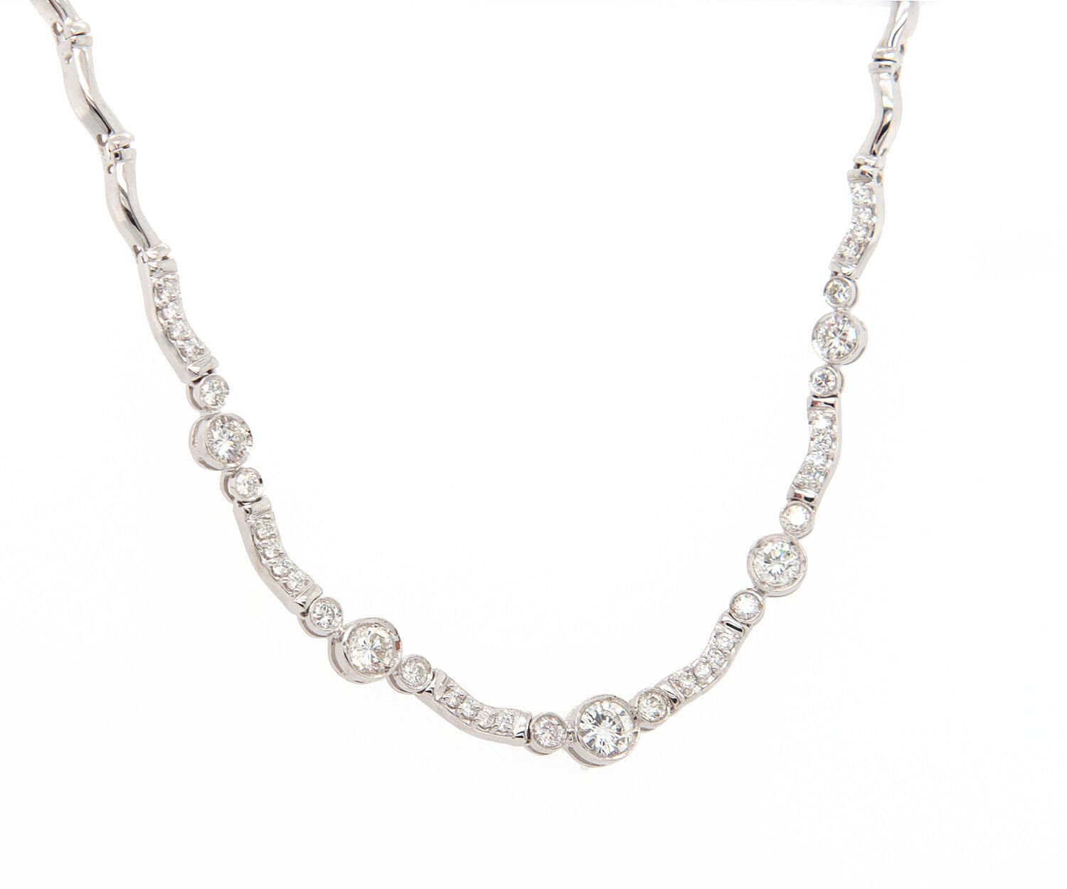 2.00ctw Diamond Bezel Set Graduated Station Necklace in 18K