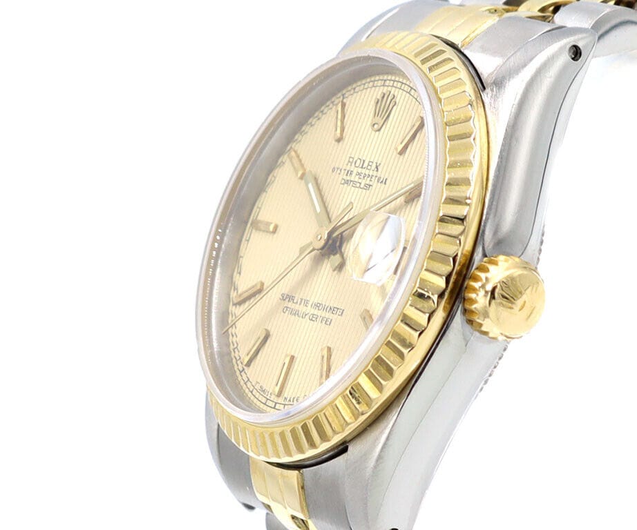 1984 Rolex Datejust 68273 31MM Champagne Stick Dial Ladies Watch