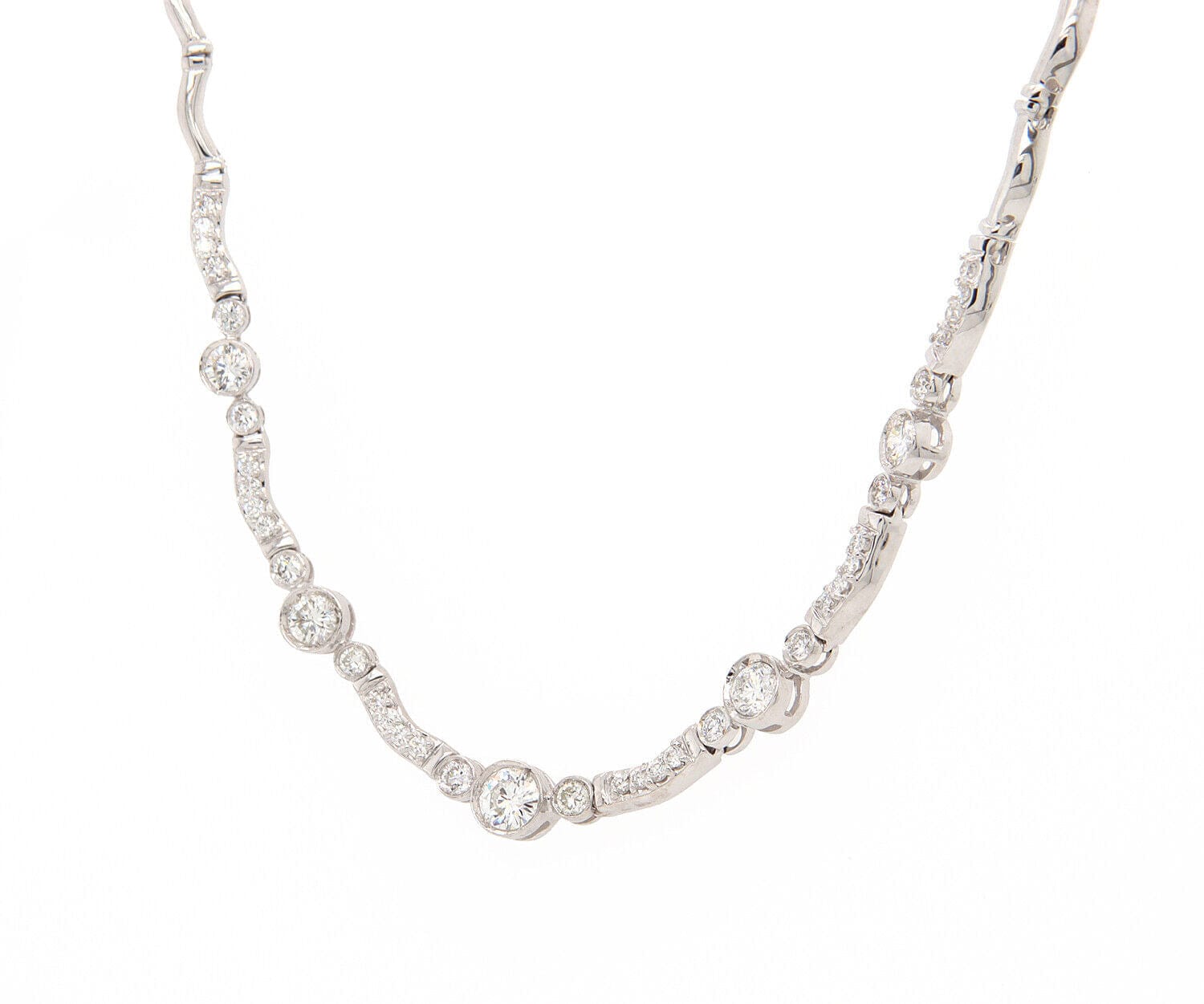 2.00ctw Diamond Bezel Set Graduated Station Necklace in 18K