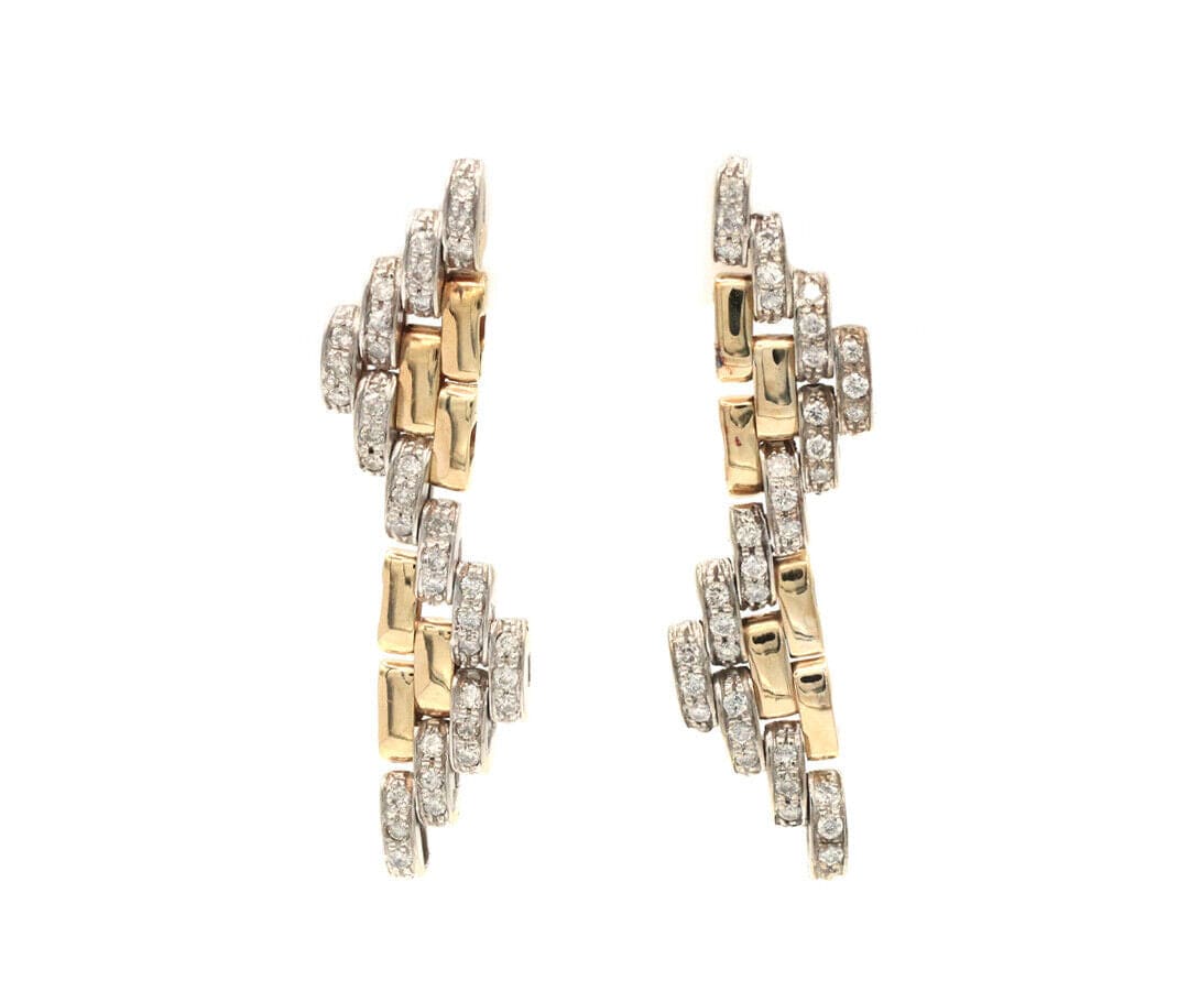 0.35ctw Diamond Panthere Style Two Tone Link Dangle Earrings in 14K