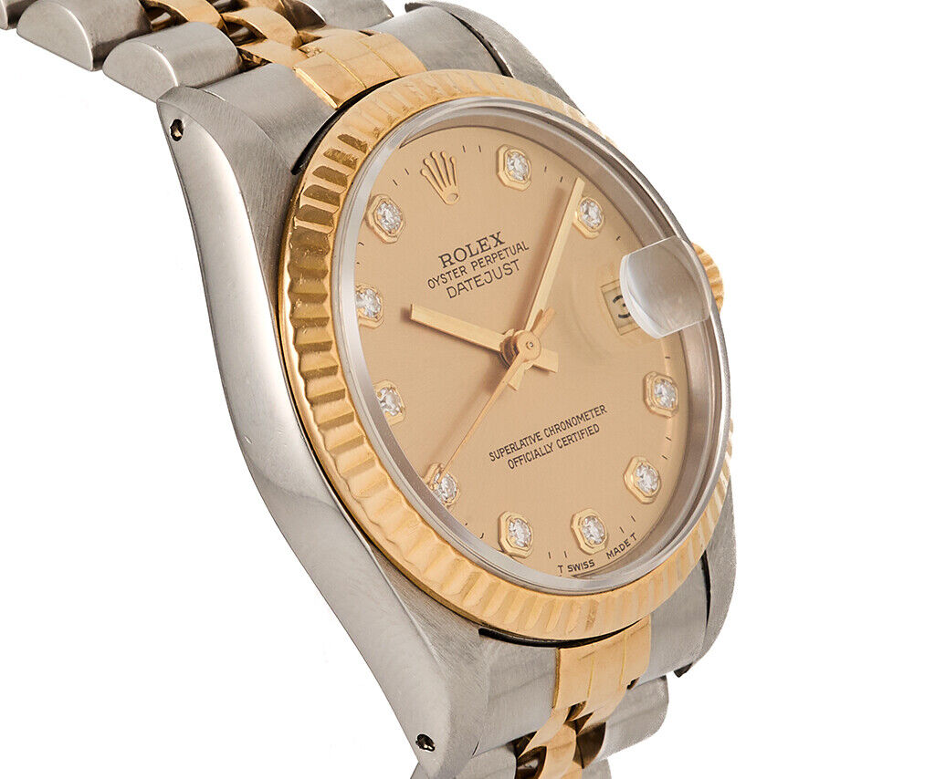 1987 Rolex Datejust 68277 31MM Champagne Diamond Dial Ladies Watch