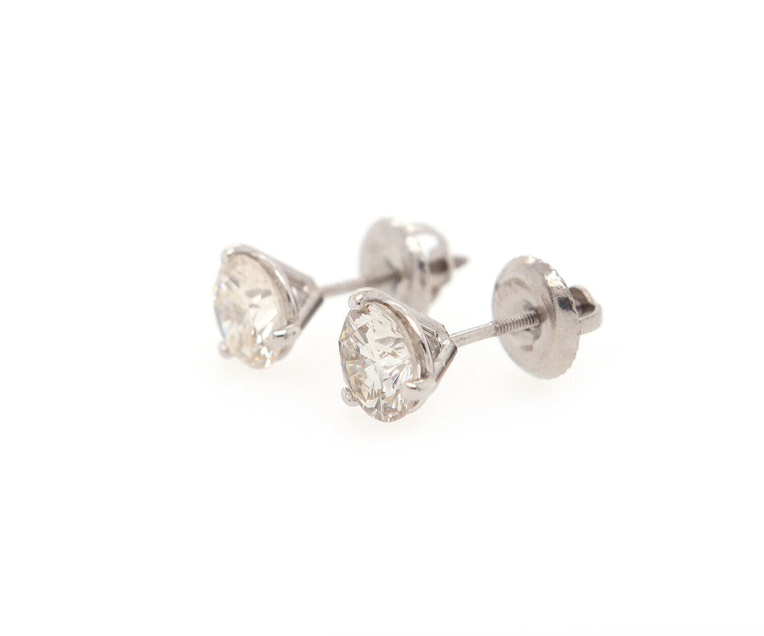 1.64ctw Round Diamond Solitaire Stud Earrings in 14K