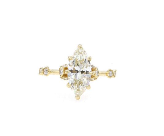 2.27ctw Marquise and Round Diamond Scattered Knife Edge Ring in 18K