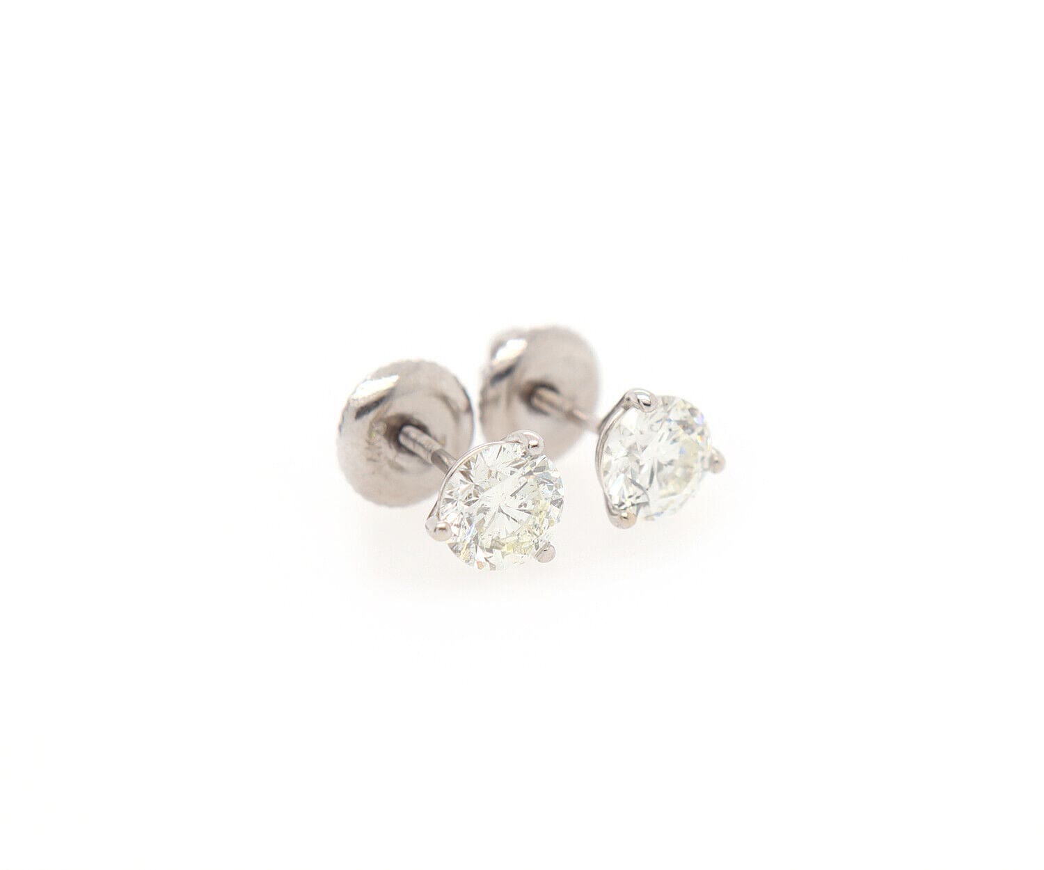 1.09ctw Round Diamond Solitaire Stud Earrings in 14K