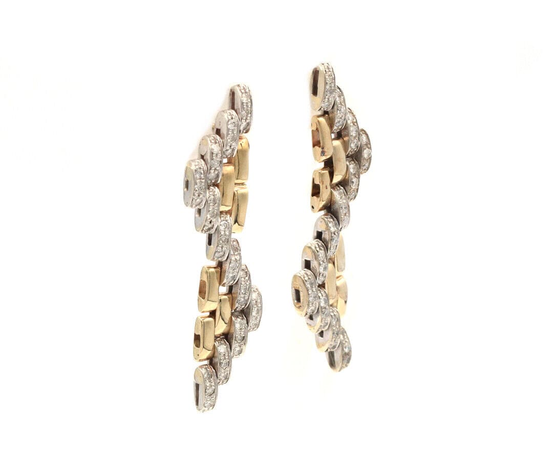 0.35ctw Diamond Panthere Style Two Tone Link Dangle Earrings in 14K