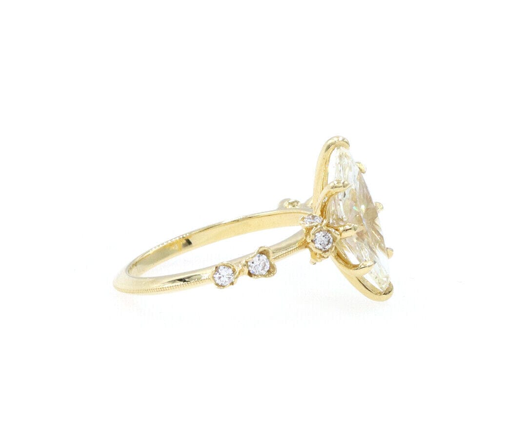 2.27ctw Marquise and Round Diamond Scattered Knife Edge Ring in 18K