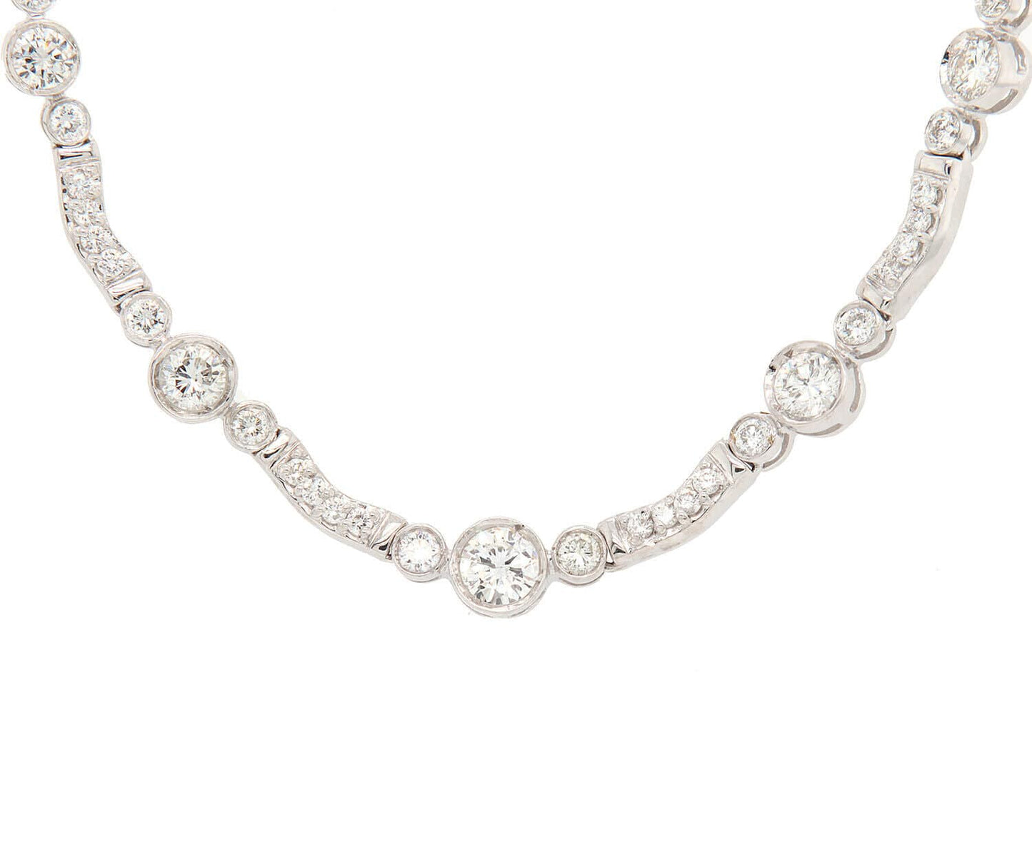 2.00ctw Diamond Bezel Set Graduated Station Necklace in 18K