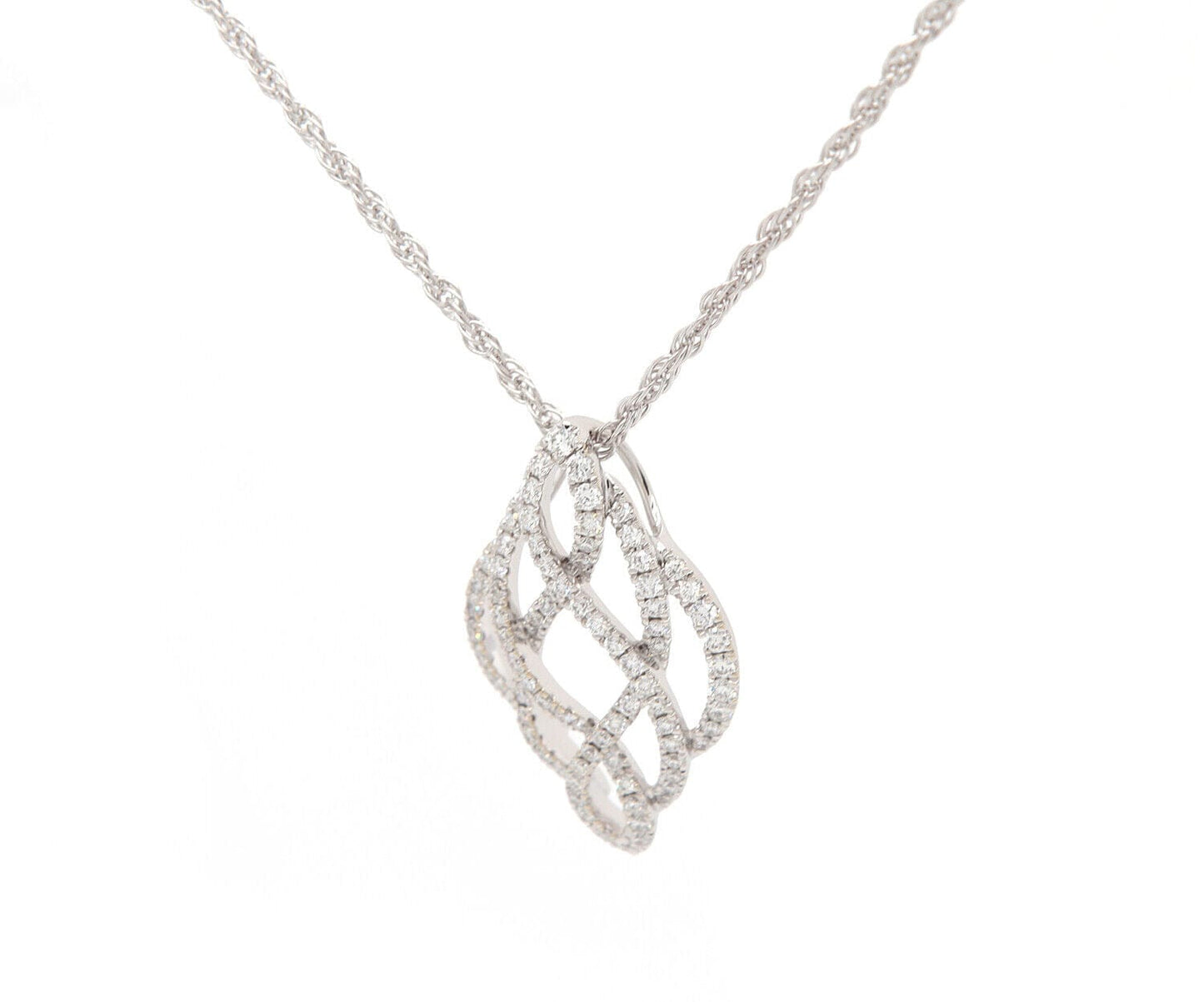 0.25ctw Pave Diamond Knot Pendant Necklace in 14K