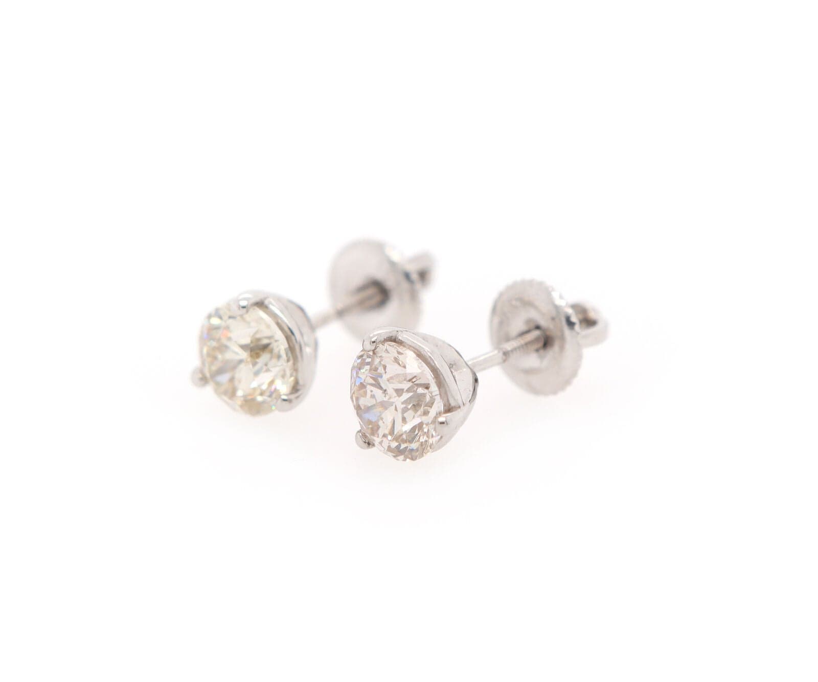 2.03ctw Round Diamond Solitaire Stud Earrings in 14K