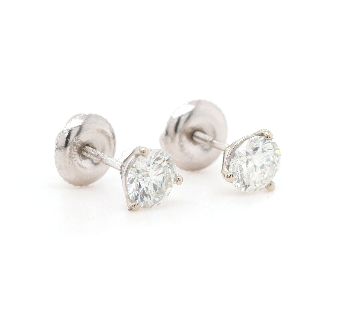 1.23ctw Round Diamond Solitaire Stud Earrings in 14K