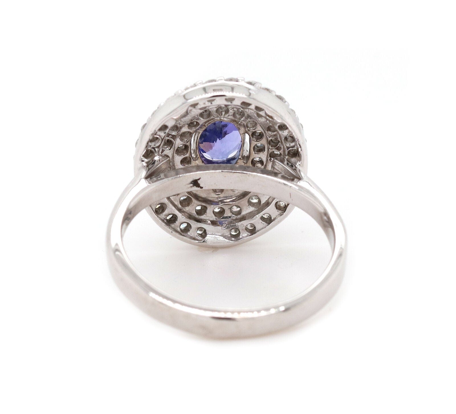 0.88ct Oval Tanzanite and 1.50ctw Diamond Triple Frame Ring in 14K