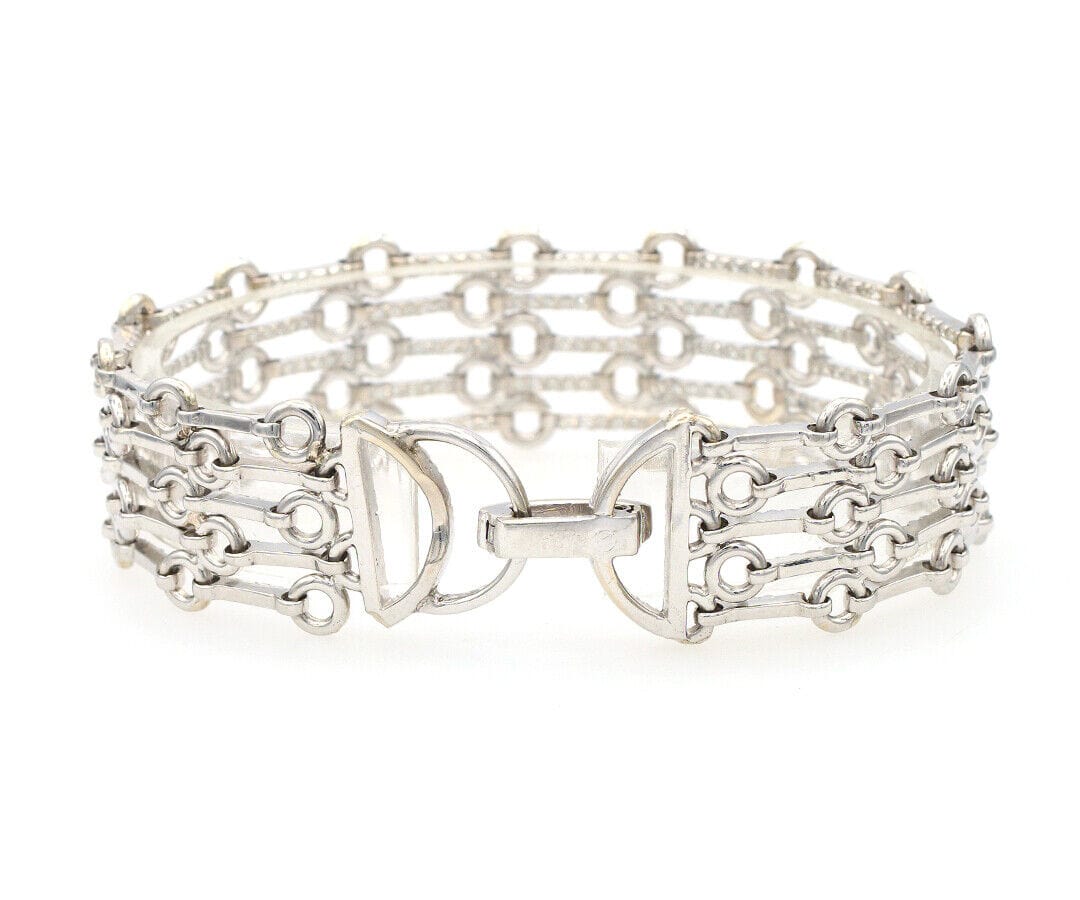 2.60ctw Diamond Circle and Bar Five Row Bracelet in 18K