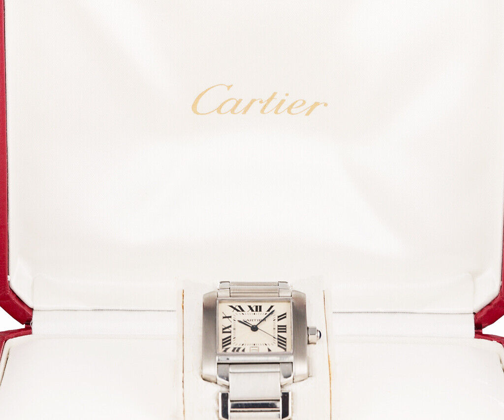 1999 CARTIER Tank Francaise 2302 28MM White Dial Watch