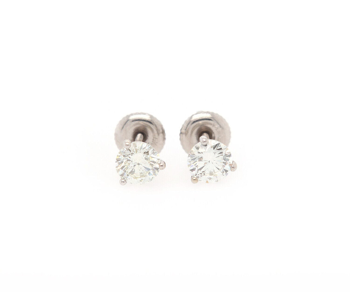 1.09ctw Round Diamond Solitaire Stud Earrings in 14K