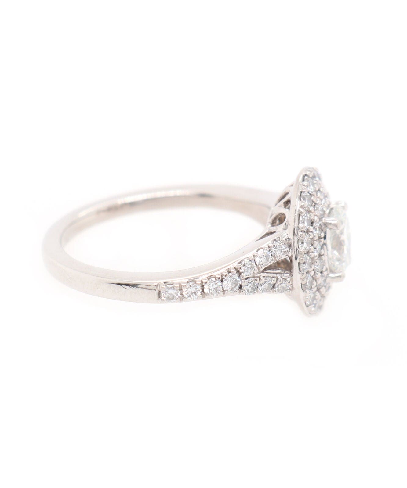 1.20ctw Oval and Round Diamond Double Frame Engagement Ring in Platinum